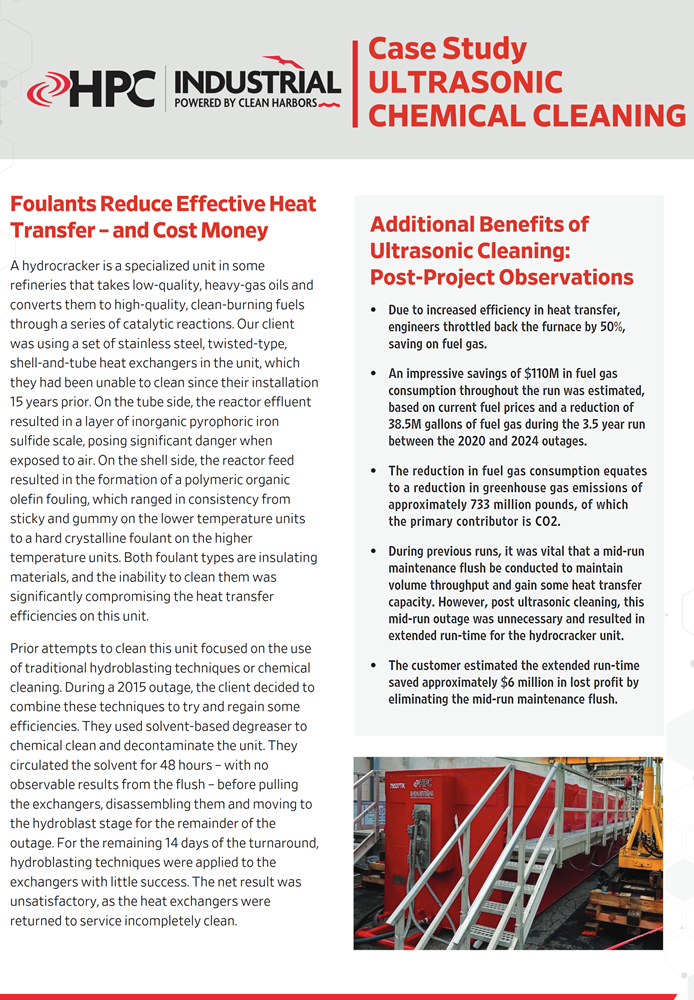 HPC Ultrasonic Chemical Cleaning